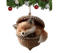 Forest Animal Acorn Ornaments - Bird/foxes/owl/squirrel/rabbit/hedgehog Decor, 2D Acrylic Hanging Woodland Ornament, Nature-Themed Home Decor for Animal Lovers (C)