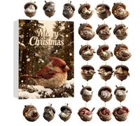 Forest Animal Acorn Ornaments Christmas Advent Calendar, 24 Days Christmas Countdown Calendar with 2D Forest Xmas Hanging Ornaments, Pine Cone Animal Ornament for Xmas Tree Decoration (A)