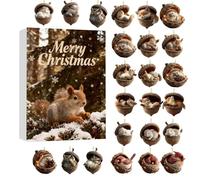 Forest Animal Acorn Ornaments Christmas Advent Calendar, 24 Days Christmas Countdown Calendar with Acrylic 2D Forest Xmas Hanging Pendant, Pine Cone Animal Ornament for Xmas Tree Decoration (A)