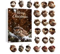 Forest Animal Acorn Ornaments Christmas Advent Calendar, 24 Days Christmas Countdown Calendar with Cozy Forest Xmas Hanging Ornaments, Pine Cone Animal Ornament for Xmas Tree Decoration (A)