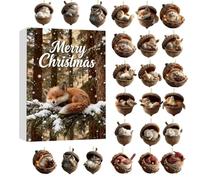 Forest Animal Acorn Ornaments Christmas Advent Calendar, 24 Days Christmas Countdown Calendar with Cute Forest Xmas Hanging Pendant, Pine Cone Animal Ornament for Xmas Tree Decoration (A)
