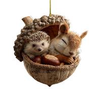 Forest Animal Acorn Ornaments Christmas Tree Decorations Adorable Acrylic 2D Animal Hanging Decorations for Xmas Tree Car Home Decor Gifts For Men Women