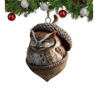 Forest Animal Acorn Ornaments, Cosy Forest Christmas Ornaments, Pack of 6 Acrylic 2D Animal Christmas Tree Hanging Decorations, Rural Nature Home Decoration, Christmas Decorations (2D-1 Piece-C)