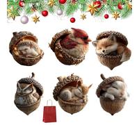 Forest Animal Acorn Ornaments, Cozy Forest Christmas Ornaments, 2026 New Acorn Animal Ornament, 2d Cozy Woodland Friends Acornornament for Home & Party Décor (6PCS-Mix)