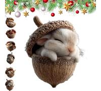 Forest Animal Acorn Ornaments, Cozy Forest Christmas Ornaments, 2026 New Acorn Animal Ornament, 2d Cozy Woodland Friends Acornornament for Home & Party Décor (Rabbit)