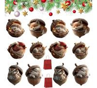 Forest Animal Acorn Ornaments, Cozy Forest Christmas Ornaments, 2026 New Acorn Animal Ornament, 2d Cozy Woodland Friends Acornornament for Home & Party Décor (12PCS-Mix)