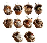 Forest Animal Acorn Ornaments Cozy Forest Christmas Ornaments, 2D Acrylic Forests Animals Hanging Decorations, Gifts for Nature Lovers, Holiday Home Decor (10PCS)