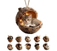 Forest Animal Acorn Ornaments Cozy Forest Christmas Ornaments, 2D Acrylic Forests Animals Hanging Decorations, Gifts for Nature Lovers, Holiday Home Decor (A)