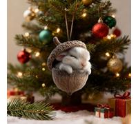 Forest Animal Acorn Ornaments - Cozy Forest Christmas Ornaments, 2D Acrylic Hanging Woodland Ornament, Woodland Creature Figurine, Nature-Themed Home Decor for Animal Lovers (Brown-B)