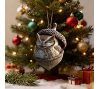Forest Animal Acorn Ornaments - Cozy Forest Christmas Ornaments, 2D Acrylic Hanging Woodland Ornament, Woodland Creature Figurine, Nature-Themed Home Decor for Animal Lovers (Brown-C)