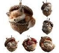 Forest Animal Acorn Ornaments - Cozy Forest Christmas Ornaments, 2D Acrylic Hanging Woodland Ornament, Woodland Creature Figurine, Nature-Themed Home Decor for Animal Lovers (Brown-6pc)