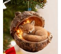 Forest Animal Acorn Ornaments - Cozy Forest Christmas Ornaments, 2D Flat Acrylic Forests Animal Acorn Figures, Cute Animals Christmas Trees Hanging Decorations, Animals Lovers Gifts (F)