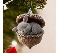 Forest Animal Acorn Ornaments - Cozy Forest Christmas Ornaments, 2D Flat Acrylic Forests Animal Acorn Figures, Cute Animals Christmas Trees Hanging Decorations, Animals Lovers Gifts (C)