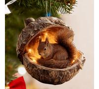 Forest Animal Acorn Ornaments - Cozy Forest Christmas Ornaments, 2D Flat Acrylic Forests Animal Acorn Figures, Cute Animals Christmas Trees Hanging Decorations, Animals Lovers Gifts (H)