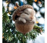 Forest Animal Acorn Ornaments, Cozy Forest Christmas Ornaments, 2D Flat Acrylic Pine Cones Animal Figures, Lovely Sleeping Decorations Home Decor (A)