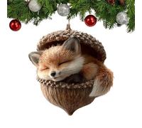 Forest Animal Acorn Ornaments, Cozy Forest Christmas Ornaments,6pcs Acrylic 2D Animal Christmas Trees Hanging Decorations,Rustic Nature-Themed Home Decor,Christmas Decorations (2D-1PC-A)