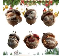 Forest Animal Acorn Ornaments, Cozy Forest Christmas Ornaments, Acrylic Hanging Ornament Home Party Décor for Woodland Creature Hanging Ornament (COLOR6PCS)