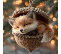 Forest Animal Acorn Ornaments, Cozy Forest Christmas Ornaments and Crafts, Featuring Lovely Sleeping Animal Resin/Acrylic Christmas Hanging Pendants for Trees and Home Decor (3D #A)