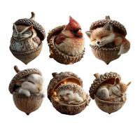 Forest Animal Acorn Ornaments - Cozy Forest Christmas Ornaments,Cute Forest Animals Christmas Trees Hanging Decorations,Rustic Nature-Themed Home Decor, Animal Lovers Gift (6Pcs)