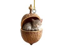 Forest Animal Acorn Ornaments - Cozy Forest Christmas Ornaments, Lovely Sleeping Animal Acrylic Hanging Decorations Woodland Creature Figurine, Nature-Themed Home Decor (Cat)