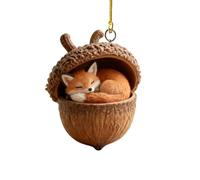 Forest Animal Acorn Ornaments - Cozy Forest Christmas Ornaments, Lovely Sleeping Animal Acrylic Hanging Decorations Woodland Creature Figurine, Nature-Themed Home Decor (Fox)
