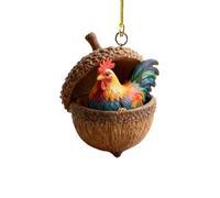 Forest Animal Acorn Ornaments - Cozy Forest Christmas Ornaments, Lovely Sleeping Animal Acrylic Hanging Decorations Woodland Creature Figurine, Nature-Themed Home Decor (Rooster A)