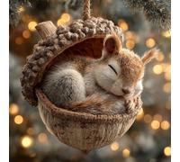 Forest Animal Acorn Ornaments Cozy Forest Christmas Ornaments, Pine Cone Animal Decoration, Woodland Creature Hanging Ornament, Acrylic Hanging Ornament for Home Decor (#D)