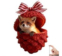 Forest Animal Acorn Ornaments, Cozy Forest Christmas Ornaments, Red knitted pine Cone Animal Decoration pendant, Woodland Creature Figurine, 2026 New Pine Cone Animals Decoration