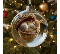 Forest Animal Acorn Ornaments,Cozy Forest Woodland Christmas Ornaments,Wildlife Wonders Collection Crystal Glass Ornament,Animal Figurines in Christmas Ball for Winter Holiday Decor