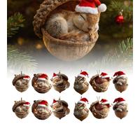 Forest Animal Acorn Ornaments, New Cozy Forest Christmas Ornaments, 6pcs Acrylic Cute Animals Christmas Trees Hanging Decorations, Rustic Nature-Themed Home Decor, Animal Lovers Gift (12)