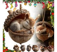 Forest Animal Acorn Ornaments, Woodland Friends Acorn Ornament, Creative Hanging Christmas Decorations, Cozy Pine Acrylic 2d Xmas Tree Decor, Hedgehog Figurine Decorative Home Party(Squirrel)