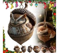 Forest Animal Acorn Ornaments, Woodland Friends Acorn Ornament, Creative Hanging Christmas Decorations, Cozy Pine Acrylic 2d Xmas Tree Decor, Hedgehog Figurine Decorative Home Party(Owi)