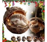 Forest Animal Acorn Ornaments, Woodland Friends Acorn Ornament, Creative Hanging Christmas Decorations, Cozy Pine Acrylic 2d Xmas Tree Decor, Hedgehog Figurine Decorative Home Party(Hedgehog)