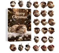 Forest Animal Advent Calendar 2025 - 24 Days of Mini Acorn Ornaments, 2D Acrylic Animal Decor with Pine Cone Designs, Christmas Countdown Calendar for Nature Lovers (A)