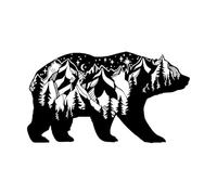 Forest Animal Bear Vinyl Wall Decal Silhouette Landscape Mountains Stickers Removable Art Mural for Bedroom Window Decor Small - 42x73cm