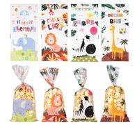 Forest Animal Cellophane Bags,50 Pieces DIY Biscuit Cookie Bags,Cartoon Animal Candy Bag for Girls Boys Birthday Party Supply
