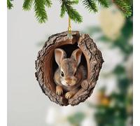 Forest Animal Christmas Ornaments, 2D Acrylic Tree Decorations with Woodland Creature Patterns, Seasonal Hanging Decor for Christmas Tree & Home (D)