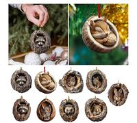 Forest Animal Christmas Ornaments, 2D Acrylic Tree Decorations with Woodland Creature Patterns, Seasonal Hanging Decor for Christmas Tree & Home (9PCS)