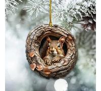 Forest Animal Christmas Ornaments, 2D Acrylic Tree Decorations with Woodland Creature Patterns, Seasonal Hanging Decor for Christmas Tree & Home (C)
