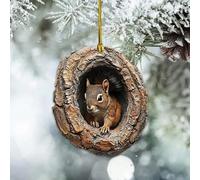 Forest Animal Christmas Ornaments, 2D Acrylic Tree Decorations with Woodland Creature Patterns, Seasonal Hanging Decor for Christmas Tree & Home (B)