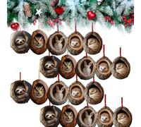 Forest Animal Christmas Ornaments, Forest Animal Acorn Ornaments Cozy For-est Christmas Ornam-ents, 2d Acrylic with Owls Squirrels and Hedgehog Designs, Random Delivery (#20pcs)