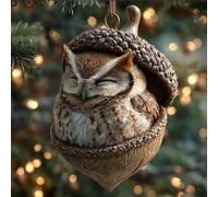 Forest Animal Christmas Ornaments Resin Pine Cone Figurines Woodland Creature Hanging Decor For Holiday Tree And Nature Themed Home Decor (E#)