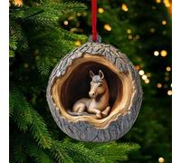 Forest Animal Christmas Tree Ornaments - 2D Acrylic Pendant for Seasonal Decoration, Christmas Decoration Keepsake (Horse - A)