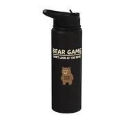 Forest Animal Humor Grizzly Bear Game Don’t Look at the Bear Stainless Steel Insulated Water Bottle