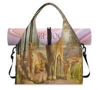 Forest Animal Lion Sports Duffel Bag for Women Men Lion Weekend Overnight Bag with Shoe Compartment Shoulder Tote Luggage Bag for Yoga Gym Travel