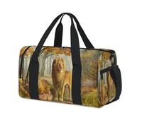 Forest Animal Lion Sports Duffel Bag Lion Weekend Overnight Bag Tote Holdall Casual Travel Gym Duffel Bags for Kids Girls Boys Women Men