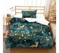 Forest Animal Patterns Duvet Cover Set 3 PCS Hotel Quality Quilt Cover Bedding Set Bed Covers with Pillowcases with Zipper Closure Hypoallergenic Soft Breathable Microfiber Single(135x200cm)
