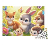 Forest Animals 1000 Piece Jigsaw Puzzle Paper for Adults Cute Spring Scene Jigsaw Puzzle for Family Relaxing Gift 70x50cm/1000pcs
