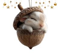 Forest Animals Acorn Ornaments, 6 Pieces Acrylic Animals Made of Pine Cones Christmas Tree Decoration Hanging 2D Flat Christmas Decoration Made of Acrylic Animal Pendant