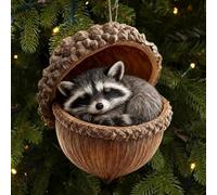 Forest Animals Acorn Ornaments, 8cm/3.15in Acorn Animal Christmas Decorations, Acrylic Forest Animal Acorn Ornaments for Tree, Woodland Holiday Home Decor, Gifts for Nature Lovers (D)